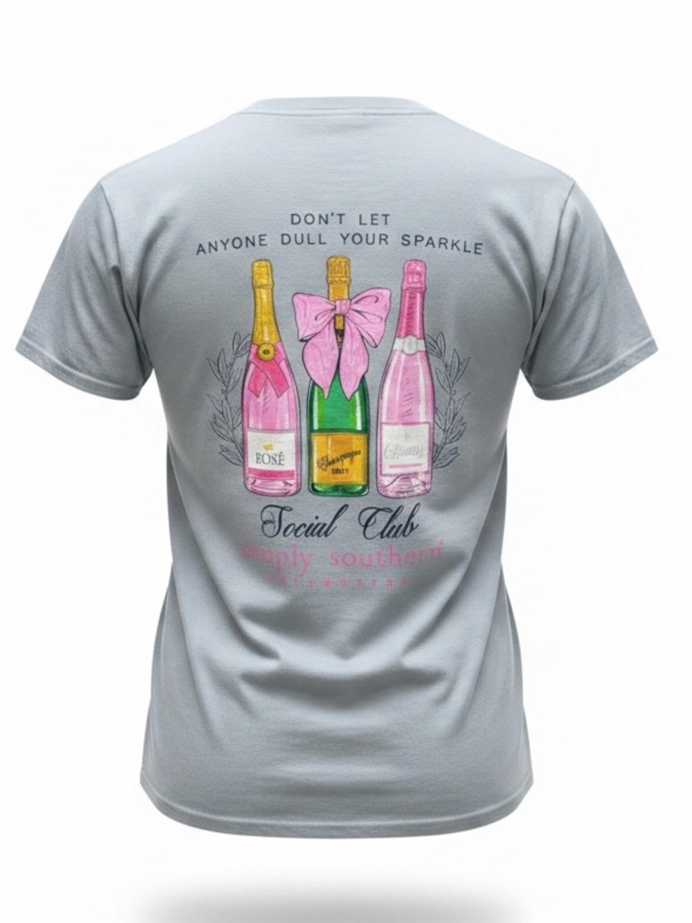 Simply Southern Light Blue Short Sleeve Tee with Pink Chest Logo